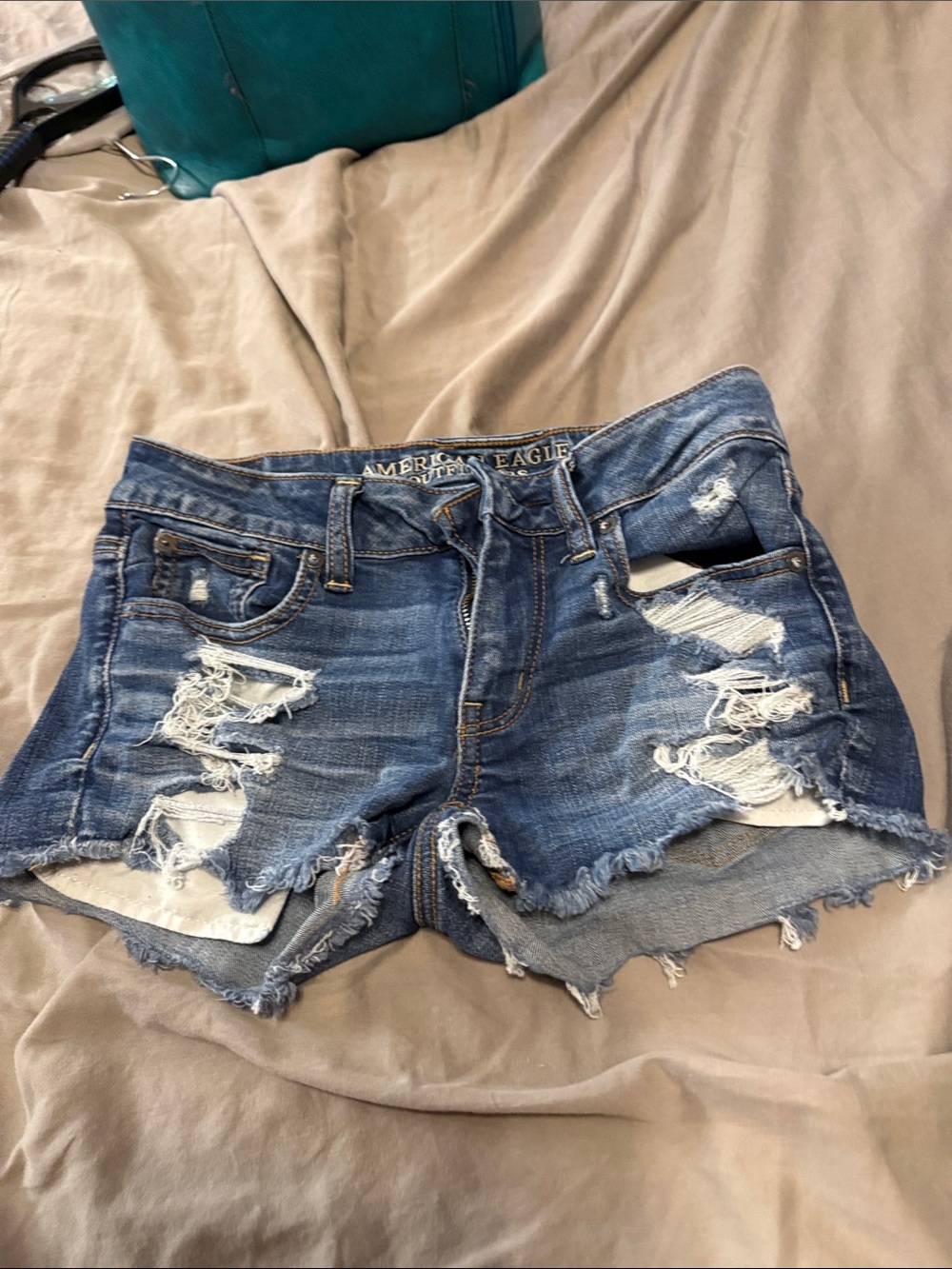 American Eagle Outfitters Distressed Denim Cutoff Shorts - Blue